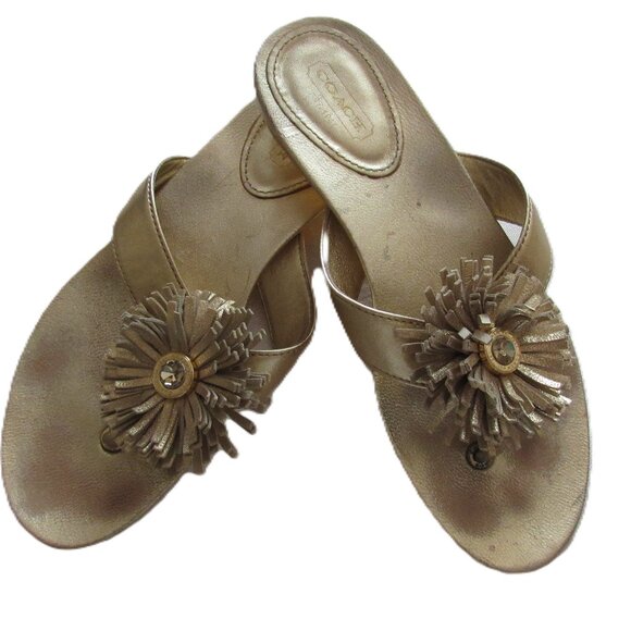Gold Coach Sandals Size 6B - Picture 1 of 5